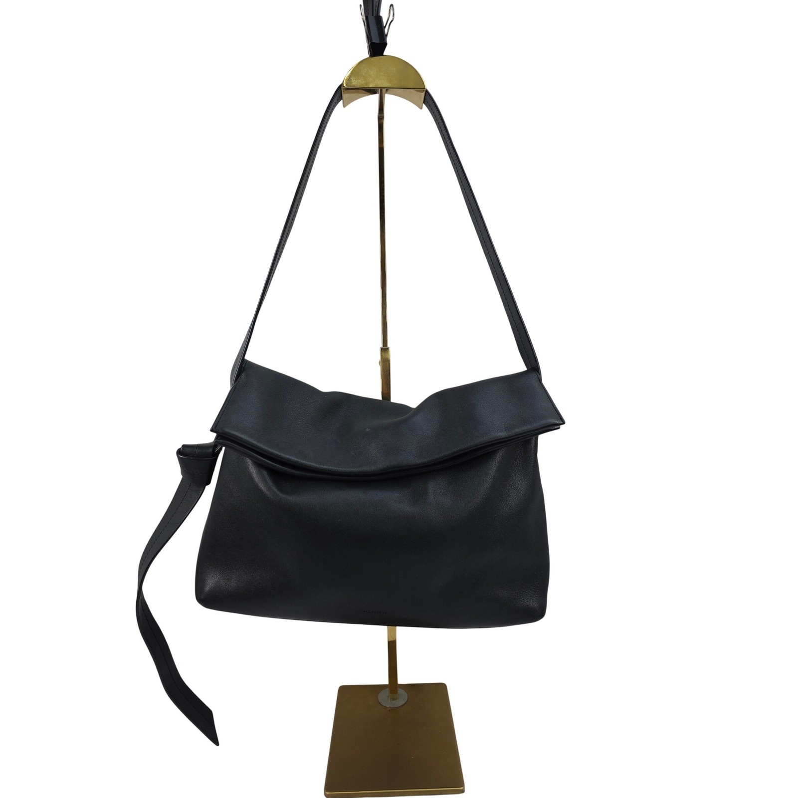Allsaints Mori Lea Black Leather Crossbody Bag Slouchy Hobo As77523w